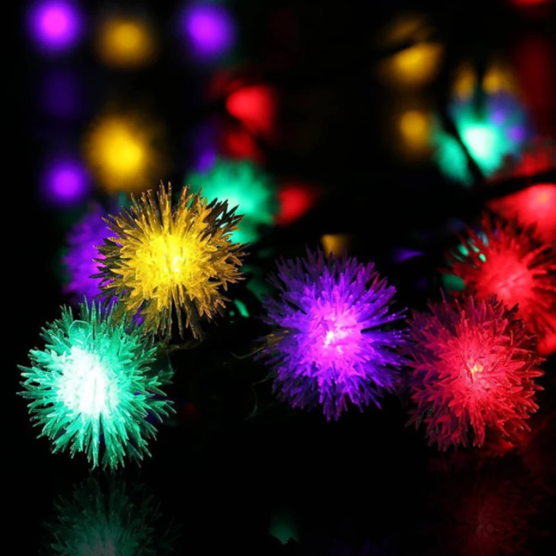 

Solar Powered Christmas Lights 4.8m 20 LED Chuzzle Ball String Lights X'mas Wedding Party Waterproof Outdoor Decorative Lights