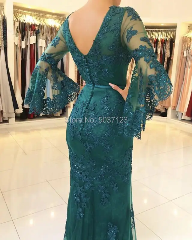 Сиреневые вечерние платья с длинными рукавами и v-образным вырезом Vestidos