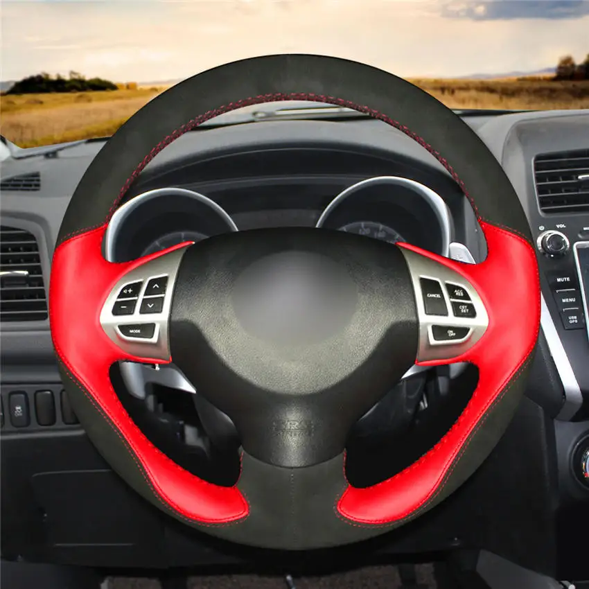 MEWANT черный красный кожаный чехол на руль для Mitsubishi Lancer X 10 2007- Outlander 2006-2013 ASX 2010-2013 Colt 2008 - Название цвета: Style-03