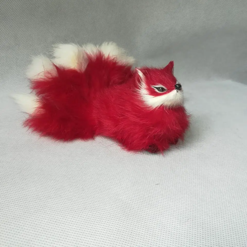 Реалистичная игрушка red fox с девятью хвостами твердая модель furs craft prop украшение