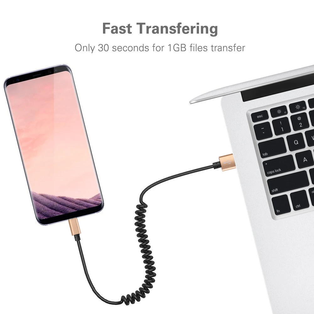 Телескопический Удлинительный пружинный кабель Type C USB 2 0 для huawei P30 mate 20 xiaomi Samsung