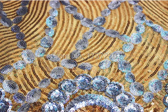 GJ521 Tellow Gold Embroidered African Plain Glitter Shining Sparkle Sequin French Net Tulle Lace fabric |