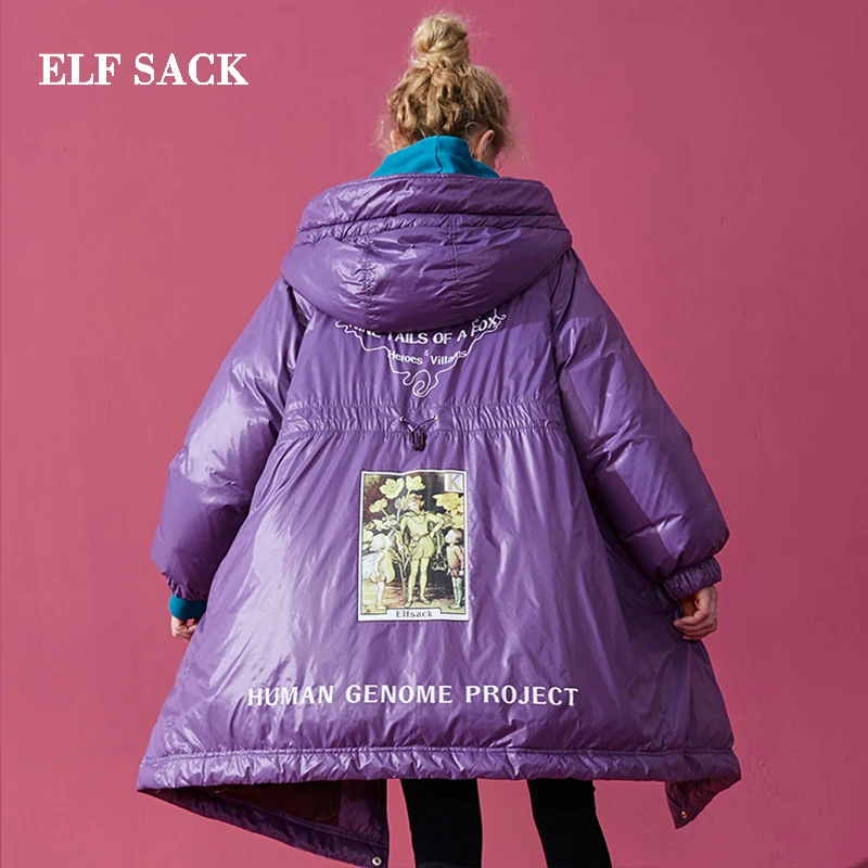 ELFSACK зимние новые толстые женские куртки повседневные хлопковые пальто с