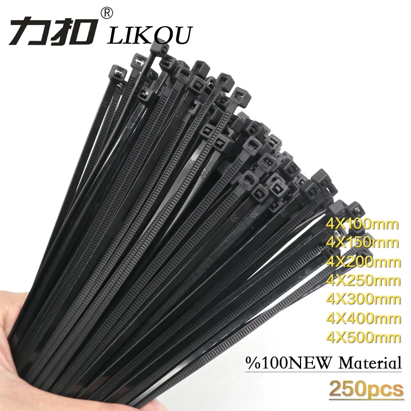 Нейлоновые кабельные стяжки LIKOU 4x100 4x120 4x150 4x200 4x250 4x300 4x350 4x400 4x450 пластиковые