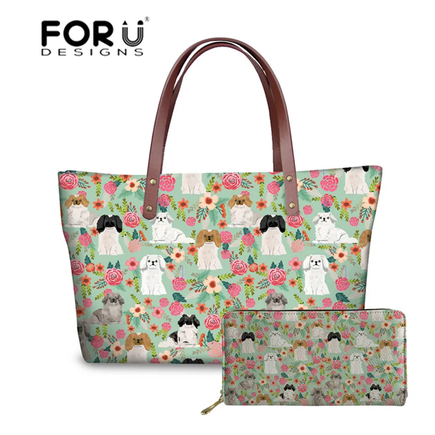FORUDESIGNS/женские сумки 2 шт./компл. тоут на плечо с принтом собаки роскошный дизайн