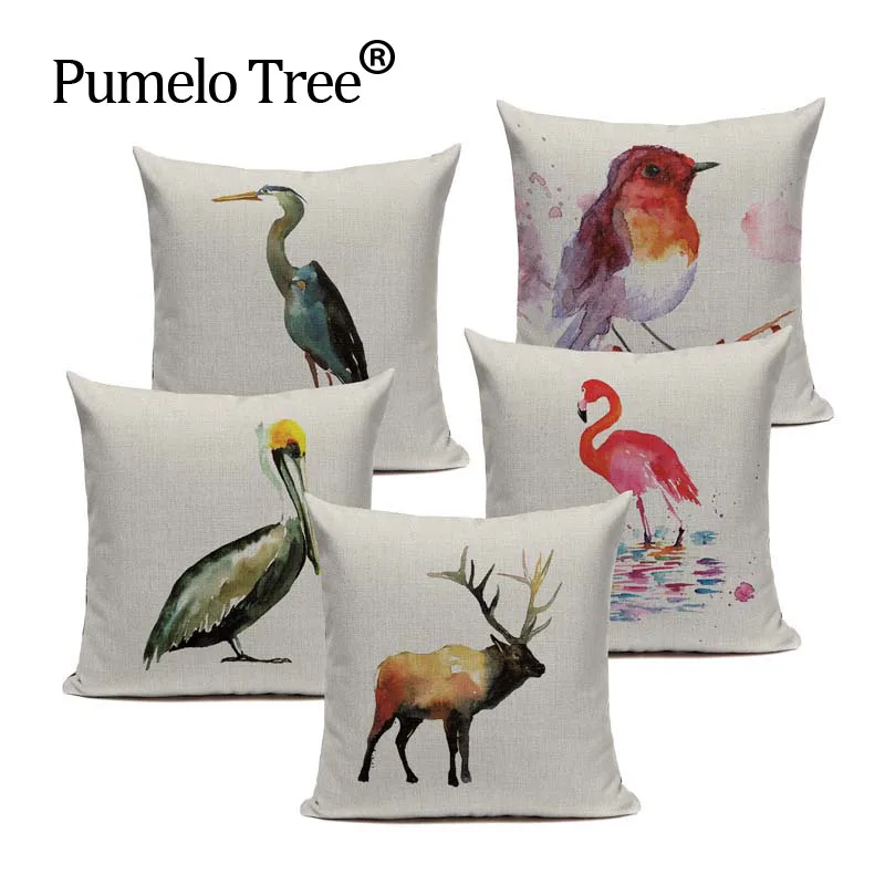 Крутая хлопковая винтажная наволочка с изображением птицы Милу Фламинго 45 см x