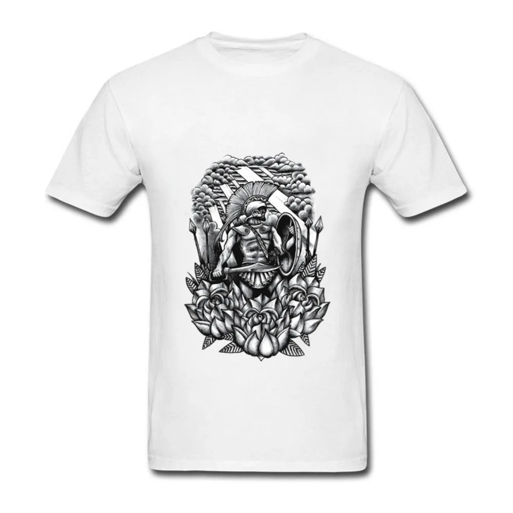 Spartan Soldier and Roses Мужская футболка с принтом брендовая одежда для мальчиков 100%