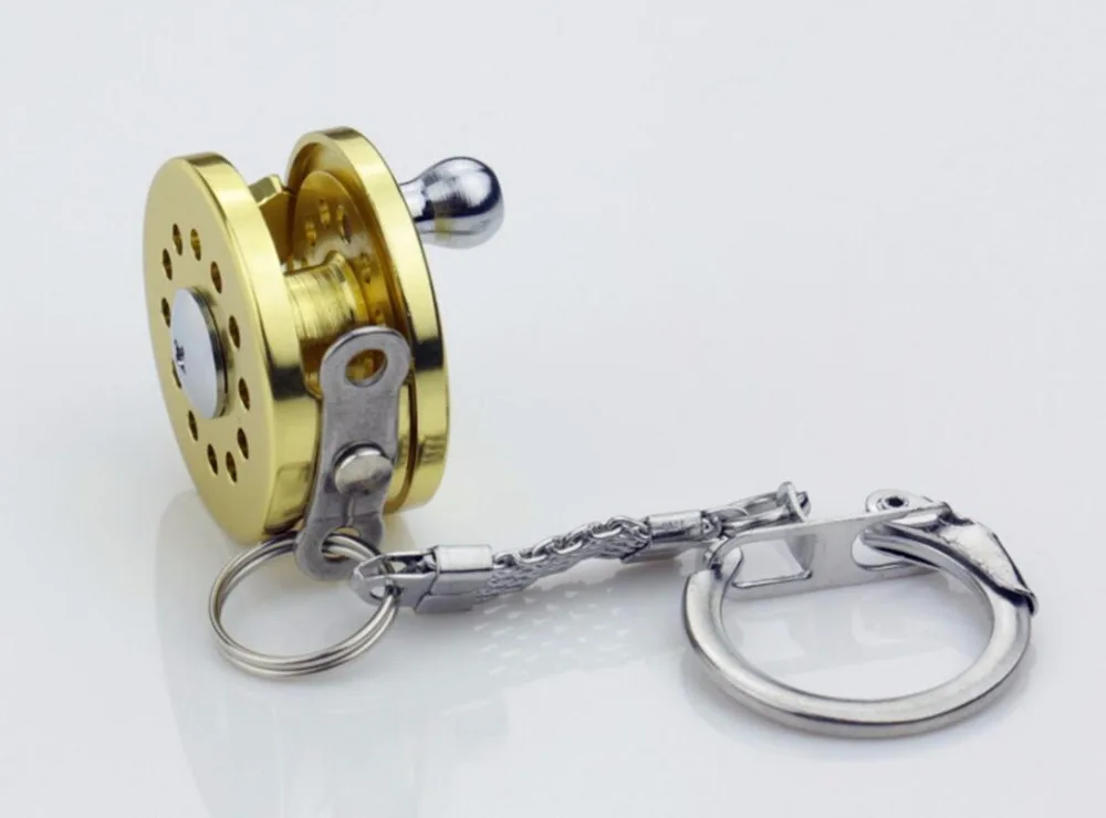 Wholesale 10pcs/lot Fishing Reel Key Chain Sports Father Day's Gifts Trolling Metal Keychain Ring Outdoor | Украшения и