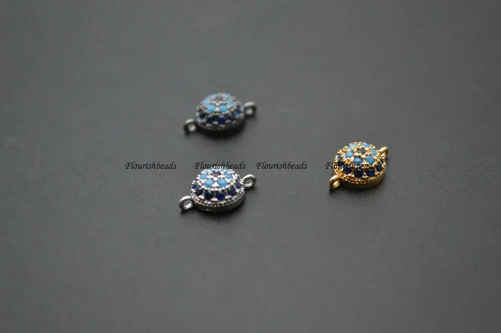Проложили Синий CZ Циркон Бусины 8 мм круглый Форма две петли Jewelry Инструменты для наращивания волос Цепочки и ожерелья ссылки