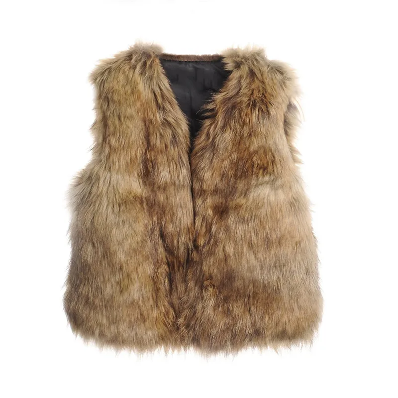 Однотонный жилет из искусственного меха для маленьких девочек 1 шт. осенне зимняя