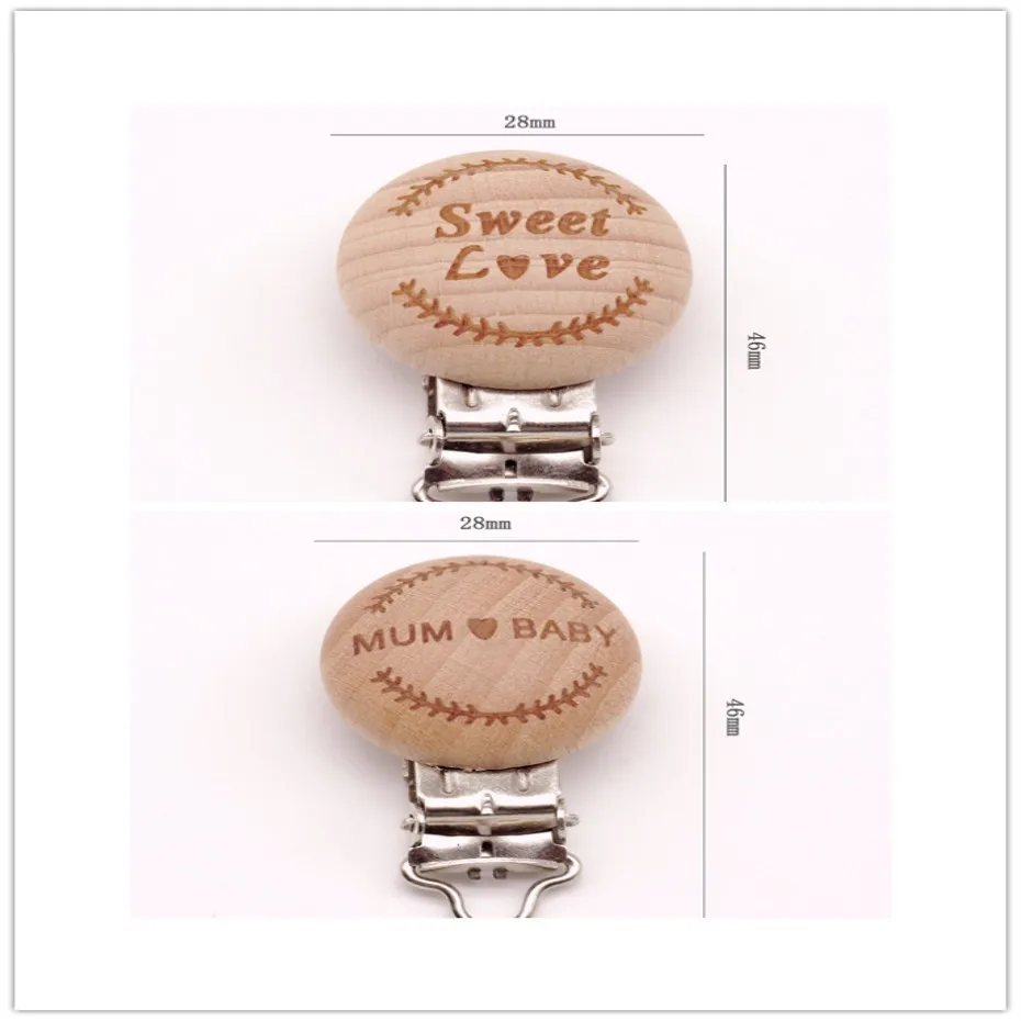 10pcs mix 10 шт. зажим на цепочке для соски DIY зажим для соски 10 шт. бусины из бука круглые зажимы для пустышки аксессуары - Цвет: 10pcs mix