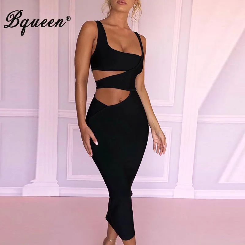 Женские вечерние платья Bqueen черные Клубные без рукавов лето 2019|Женские платья| |