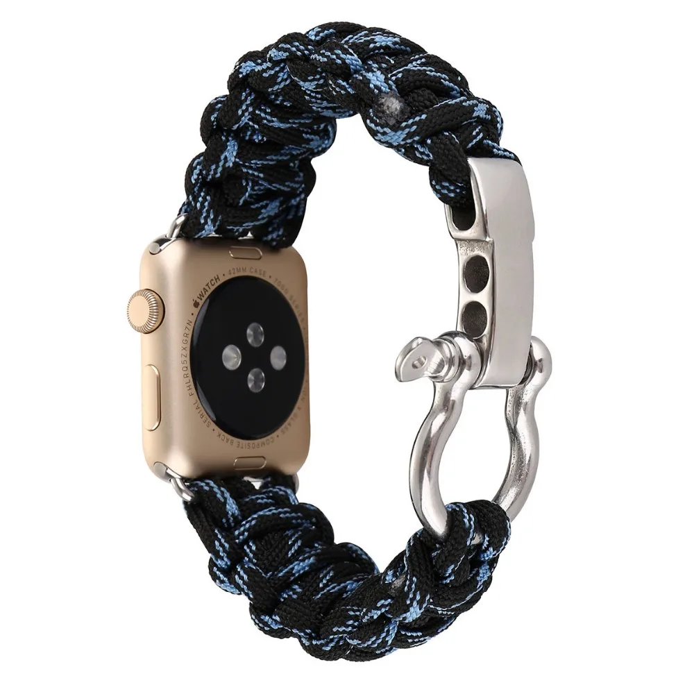 38/42 мм наручных часов iWatch, ремешок с адаптеры для сим-карт нейлоновая веревка выживание, браслет, ремешок для наручных часов, Повседневное Спортивная Apple часы-ремешки Армейский зеленый