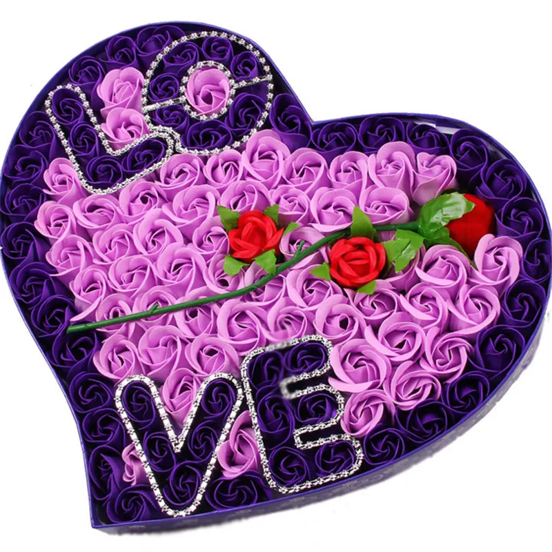 100Pcs/Lot Rose Soap Flower Gift Box Artificial Flowers For Wedding Valentine'S Day Scented Bath Petals | Дом и сад