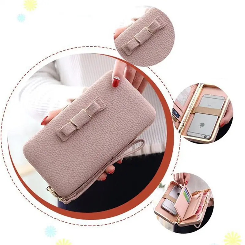 

New Cartoon Bow-tie Sailor Moon Ladies Long Phone Box Women Bag Women Brand Leather Kawaii Wallet Purse Portefeuille Femme A64