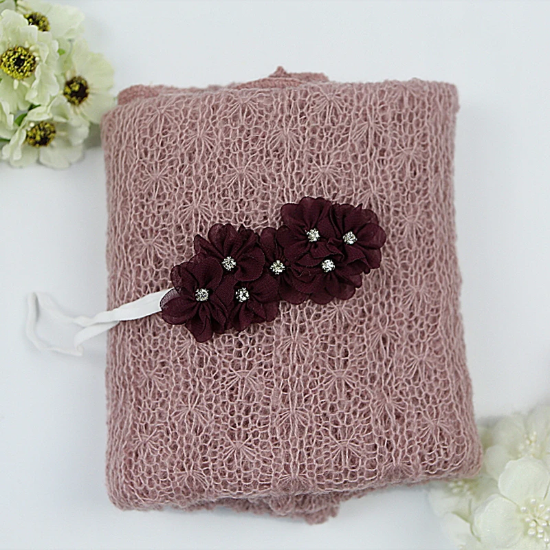 

newborn mohair wrap+headband set, photography props blanket Hairbands hair accessories wraps for photography baby girl head band