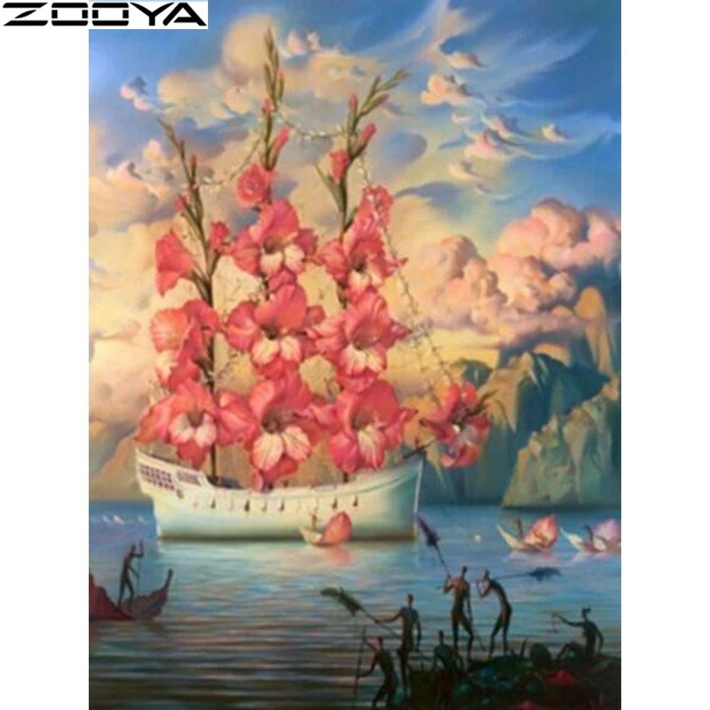 Zooya diamond Вышивка 5D поделки алмазов картина парусник цветы Sailor алмаз живопись горный хрусталь крестом Стикеры