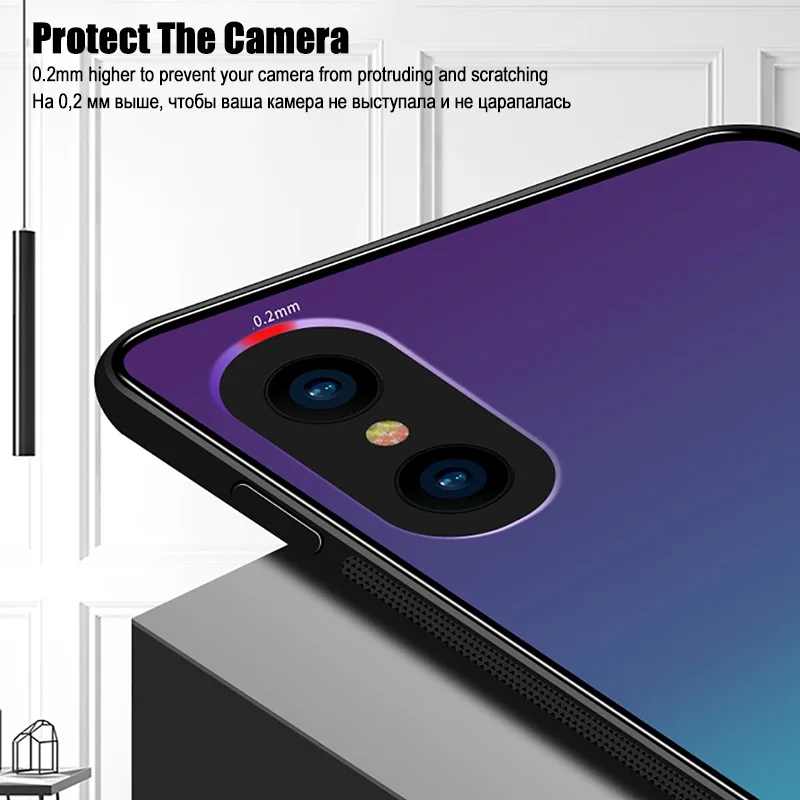 LuckGuard Tempered Glass Case For iPhone 7 7Plus 6 6S 6Plus Luxury Gradient Protective Cover iphone X 8 Plus | Мобильные телефоны и