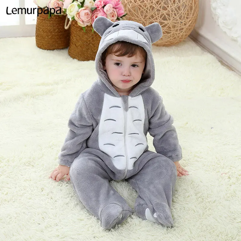 Детская одежда с животными Kugurumi супер герой комбинезон 0-3 лет одежда для малышей с героями мультфильмов для мальчиков и девочек Комбинезон на молнии фланель теплая дутая куртка для младенцев Kawaii костюм - Цвет: totoro