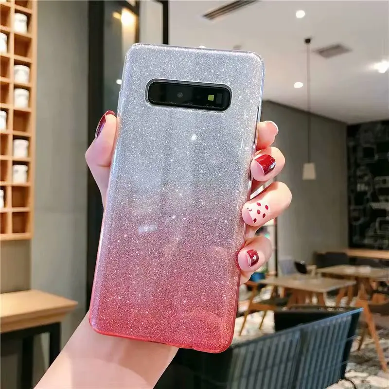 Роскошный Жесткий ПК + Мягкий ТПУ чехол для Iphone 11 XR XS MAX X 8 7 6 S10 Note 10 Pro 9 S8 Bling 3 в 1
