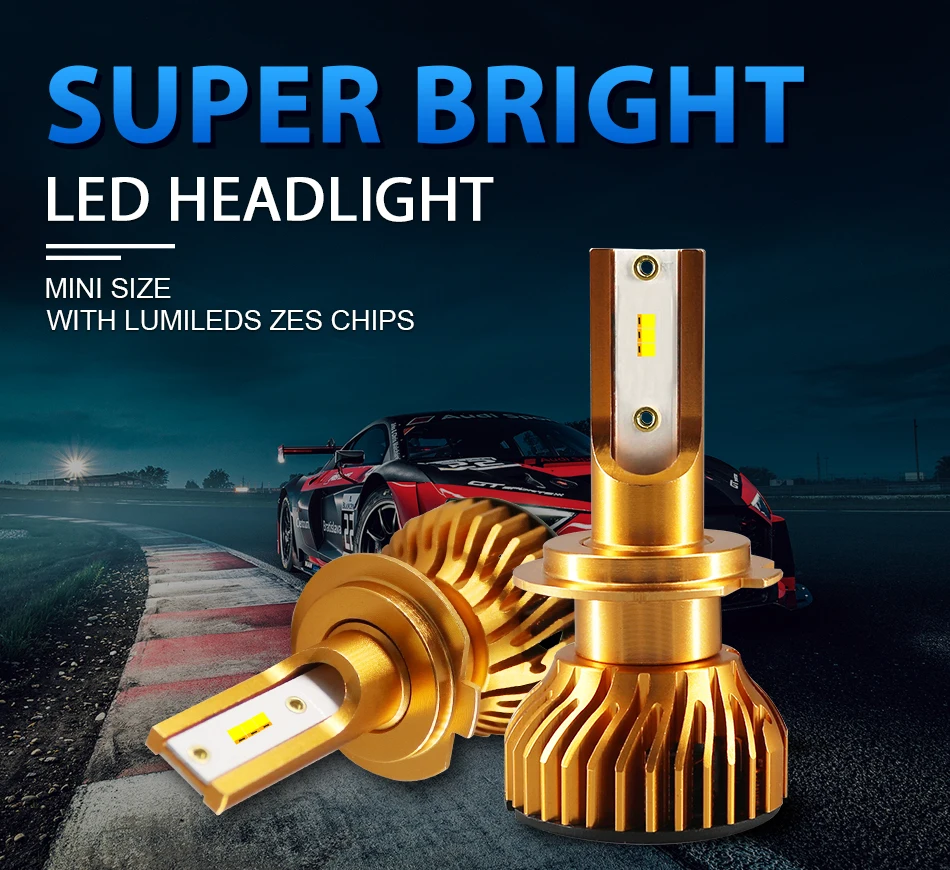 HLXG H7 LED H4 Lumileds Luxeon ZES Автомобильные Светодиодные Лампы Головного Света H1 LED H11 H8 HB3 9005 HB4 Ближний Свет Дальний Протифотуманные Фары 6500К 4300К 5000К 12В 12000Лм Сверхъяркие комплект ЛЕД