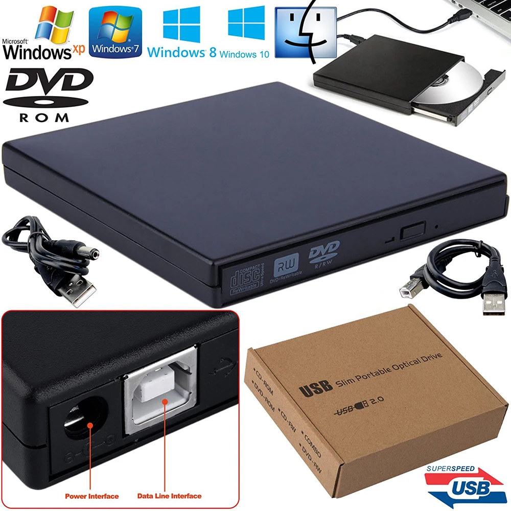 USB 2 0 внешний оптический привод коробка чехол DVD CD DVD-Rom RW к SATA жесткий диск Caddy