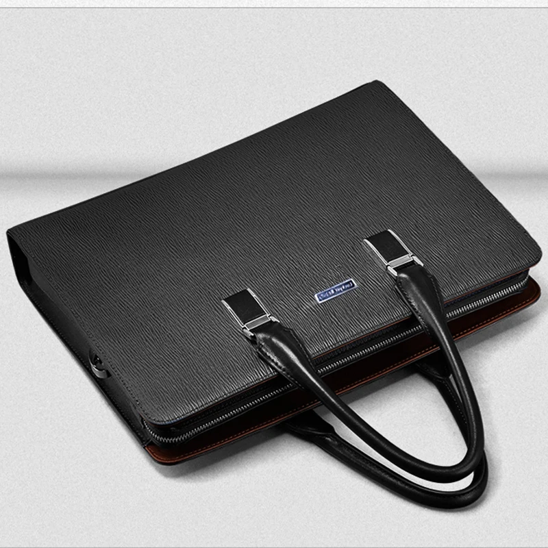 Padieoe password lock genuine leather briefcase men business bags black office briefcase laptop leather handbag men