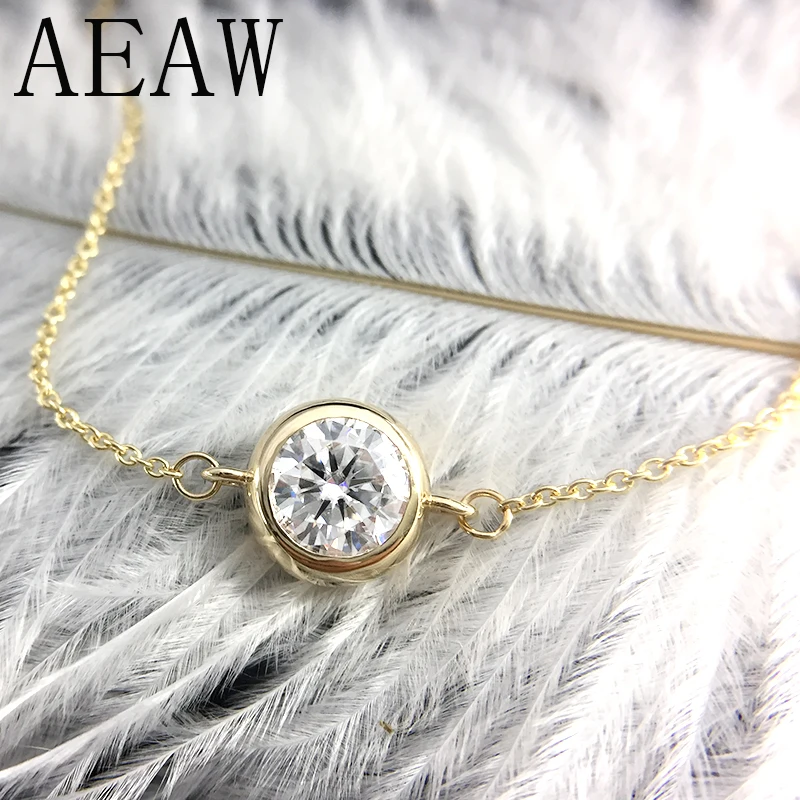 Однотонный 14K 585 Желтое золото 3 карата ct F цвет Moissanite бриллиантовый ободок браслет
