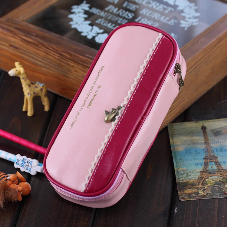 Новый корейский Multi Функция искусственная кожа пенал большой ёмкость Карандаш