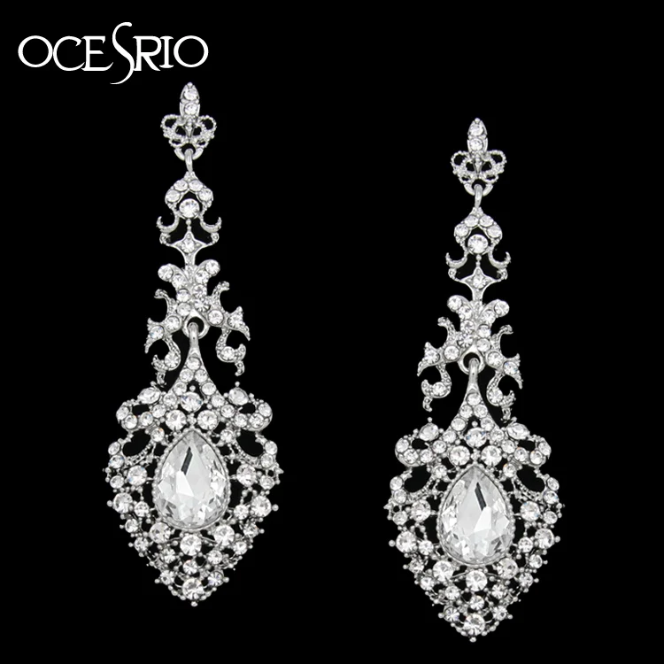 Серьги OCESRIO серебряного цвета для большой люстры женщин длинные серьги с