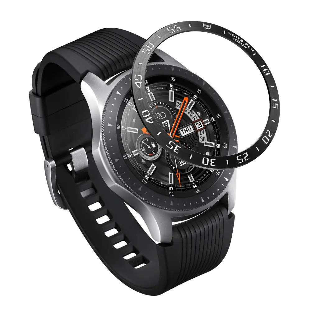 black A Металлический ободок для samsung Galaxy Watch 46 мм/42 мм чехол gear S3 Frontier/классическая спортивная клейкая крышка ремешок аксессуары 46/42 3 - Цвет ремешка: black A