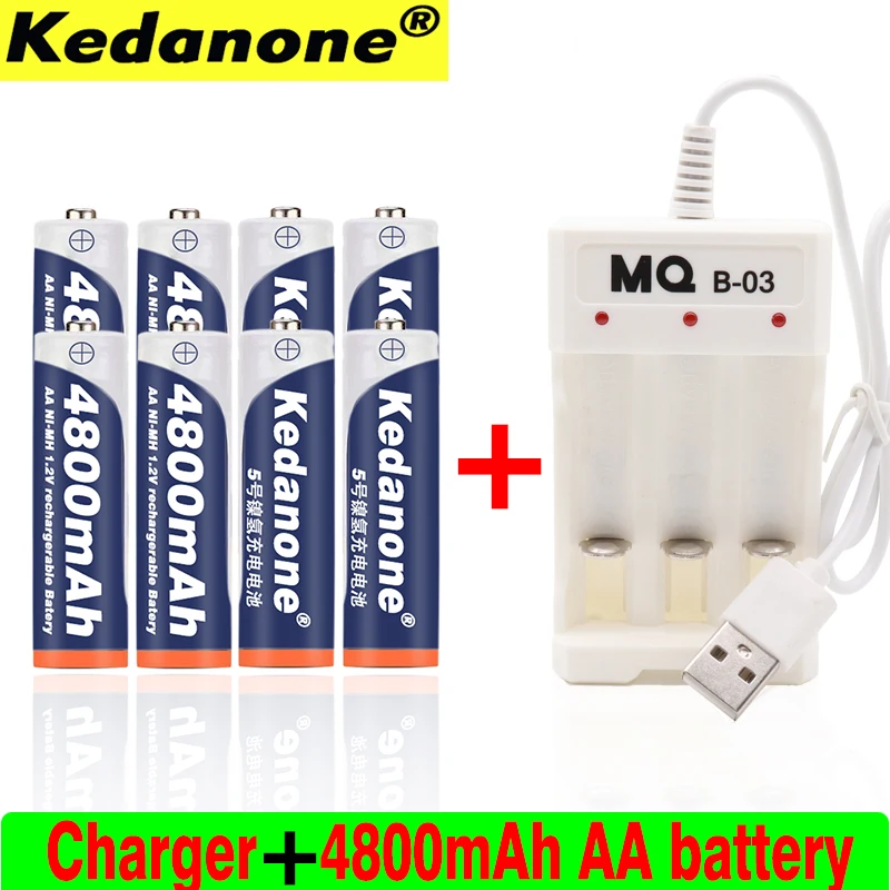 2019 Лот 4 ~ 20 шт AA заряжаемые аккумуляторы 1 2 V 4800 mAh Ni-MH 2A Baterias для камеры + зарядное