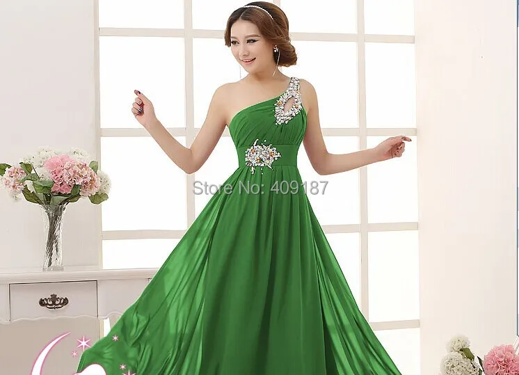 Женские Летние шифоновые платья подружки невесты с одним плечом красного