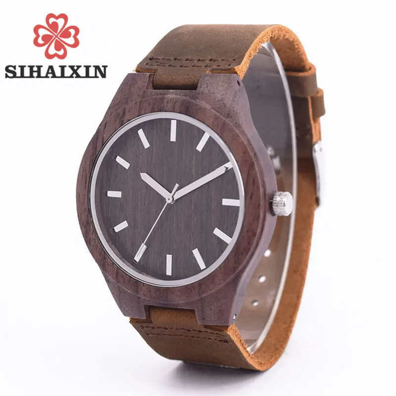 SIHAIXIN Reloj Hombre кожаные мужские часы из бамбукового дерева роскошные брендовые