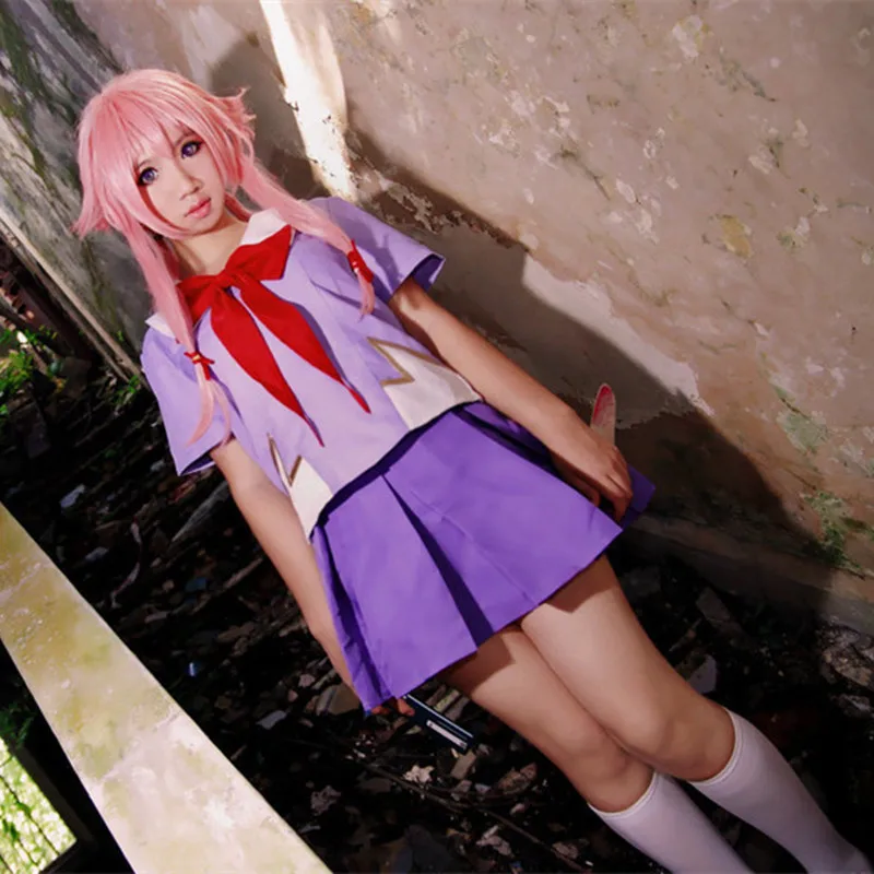 Дневник будущего Gasai Yuno Mirai nikki 2-й косплей костюм + носки аксессуары для волос 11 |