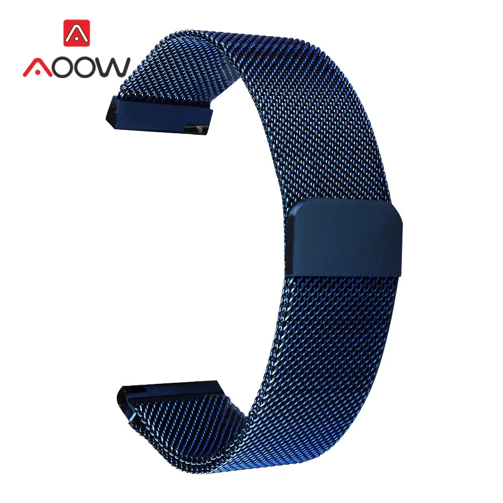 Blue 18 мм 20 мм 22 мм Магнитная Миланская петля для samsung Galaxy Watch Active 42 мм 46 мм gear Sport S2 S3 Amazfit bip huawei ремешок - Цвет ремешка: Blue
