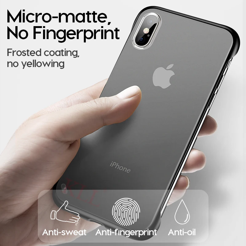 Прозрачный матовый чехол для iPhone 11 Pro Max X XS XR безрамный мягкий жесткий из ТПУ 6 6s 7 8
