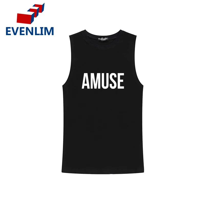 EVENLIM NEW 2018 Black 100% Cotton Sleeveless T-shirts Women Summer Top Streetwear Print Letter O-neck tee shirt femme T7C03 | Женская
