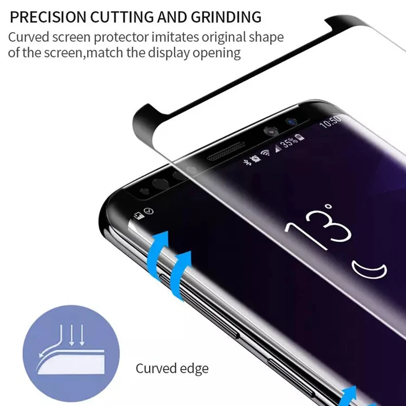 Изогнутое закаленное стекло Egde для защиты экрана 100 шт. защитная пленка Samsung S10 plus