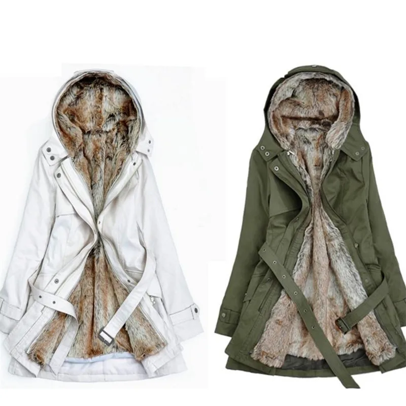 

Women New Coat Jacket In The Long Section Of Europe Thicken Cotton Liner Hooded Jacket Jacket Detachable Hairy Liner Long Coat