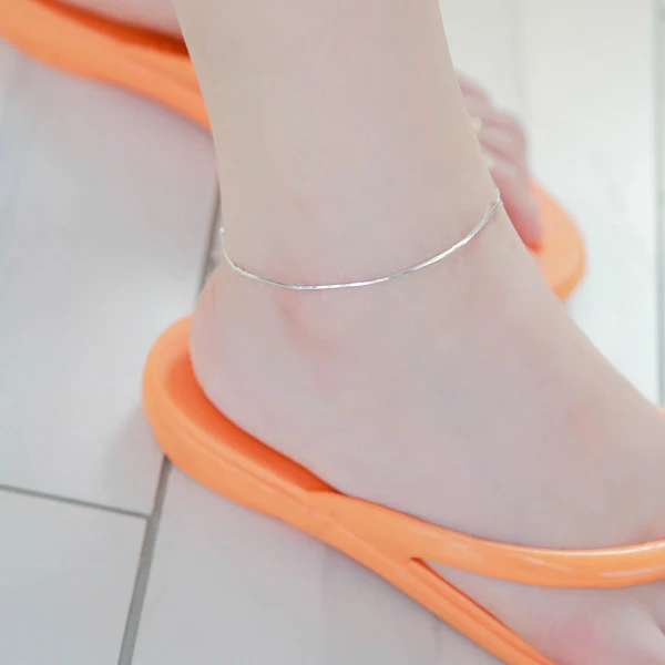 21+3cm Original 100% 925 Sterling Silver Anklet 2017 Hot 1 PC Girls Handmade Women simple Korean fashion Beach Foot Jewelry | Украшения и