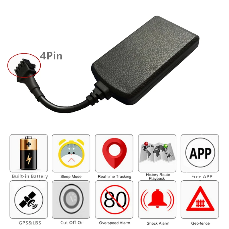 ET300 Автомобильный GPS-трекер Real Time Tracking для мотоцикла, электровелосипеда и транспортного средства 12V/24V Реле выключения отслеживания масла.