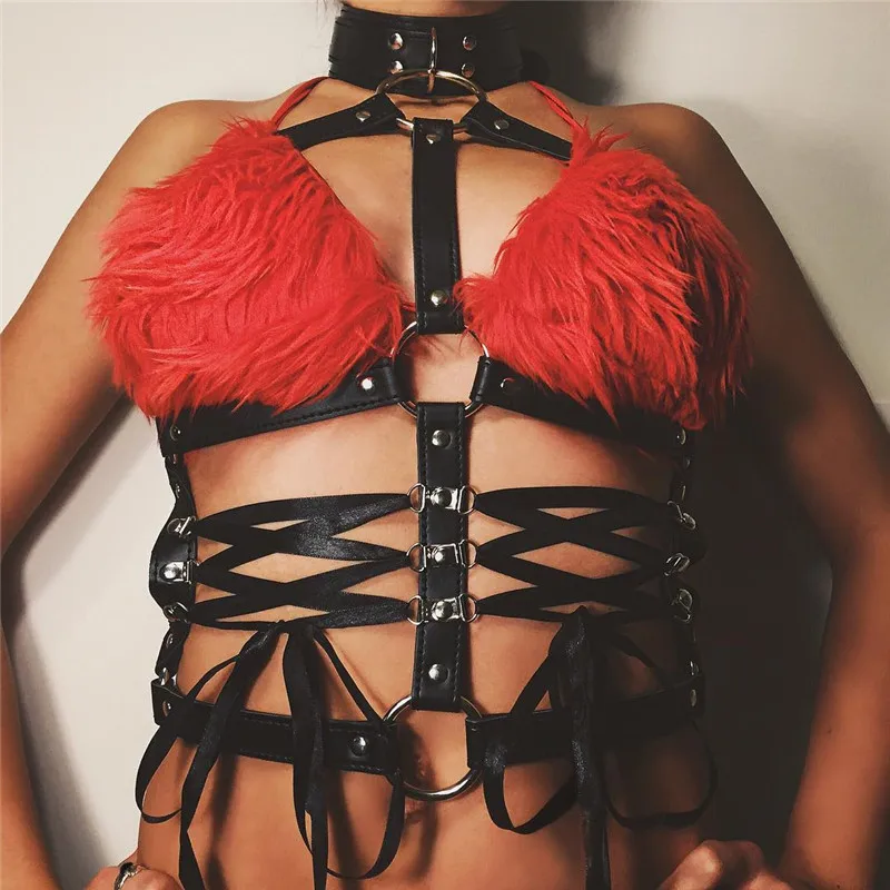 

Gothic Faux Leather Harness Bra Garter Women Chest Body Bondage Belts Sculpting Waist Buckle Strap Sexy Lingerie Suspender Belt