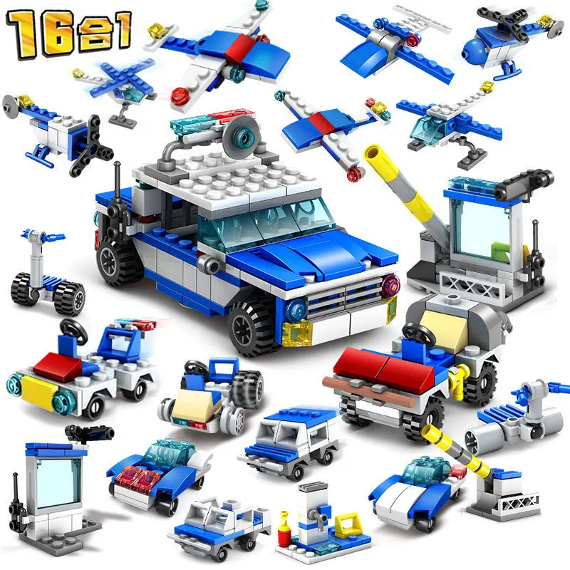 

Конструктор «Городская полиция», вертолет, автомобиль, 16 шт./лот, наборы строительных блоков, конструктор «сделай сам», развивающие игрушки ...