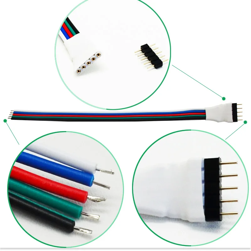 

10pcs/lot, 5Pin LED Strip Connector Wire for 5050 RGBW RGBWW LED Color Strip, Free Shipping