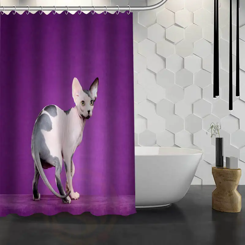

Hot Sale Custom Cute Cat Custom Shower Curtain Waterproof Fabric Bath Curtain for Bathroom F#Y1-17