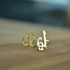 Золотое арабское кольцо на заказ, персонализированное модное кольцо с арабским именем, вырезанная именная табличка с буквами, тонкое кольцо, унисекс, ювелирные изделия, рождественский подарок