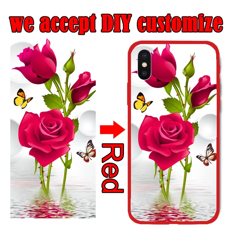 Чехол для телефона на заказ iPhone X XS XR Max 8 7 6 5 6S Plus черный красный Силиконовый чехол