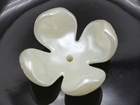 25 ivory acrylic large pearl 4 petals flower beads cap 24mm center hole sewing