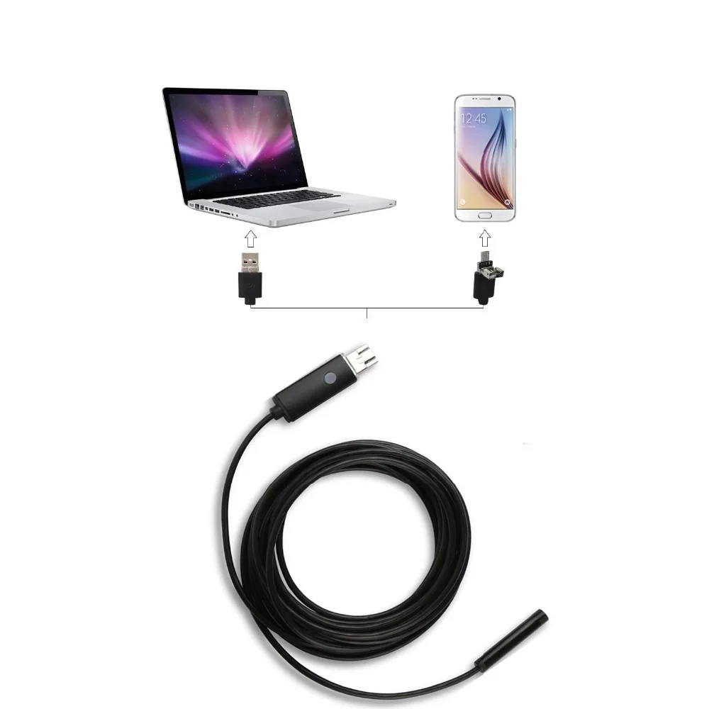 Protmex 5 мм 7 мм/8 объектив 2 в 1 Мини USB эндоскоп для Android телефонов бороскоп трубка